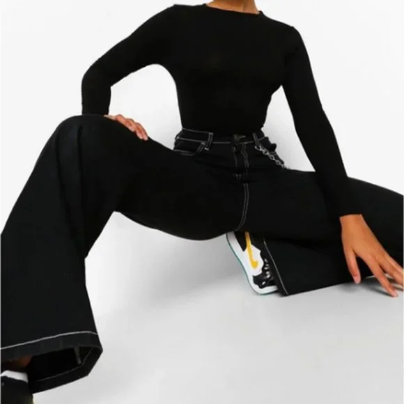 NWT Boohoo Open Back Long Sleeve Top - Picture 3 of 8